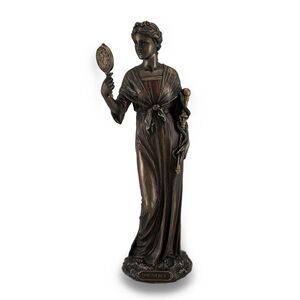 Cardinal Virtue Prudence Bronze Finished Statue Painted Accents